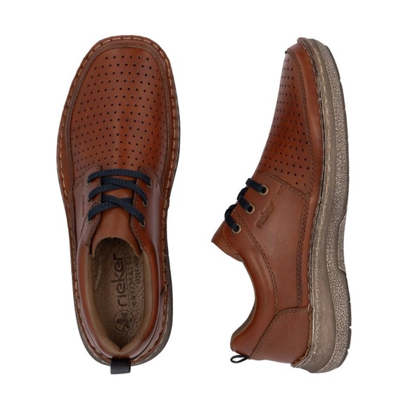 Rieker Other - Rieker Men’s Brown Leather Lace-Up Comfort Shoes Wide Fit Perforated 43 US 10